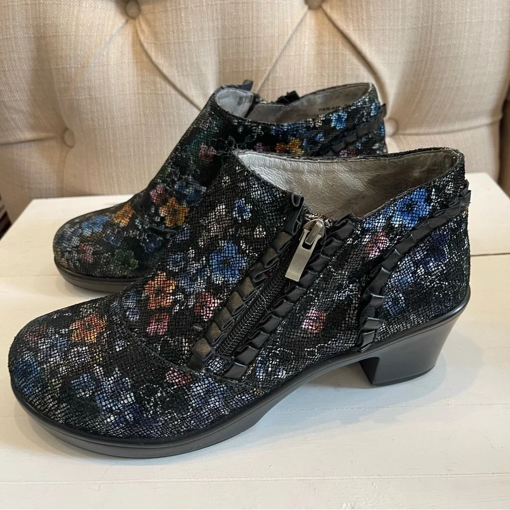 Alegria Womens Hannah Boots Size 9.5 US/ EUR 40 Ankle Zip Floral Shoes Altered
